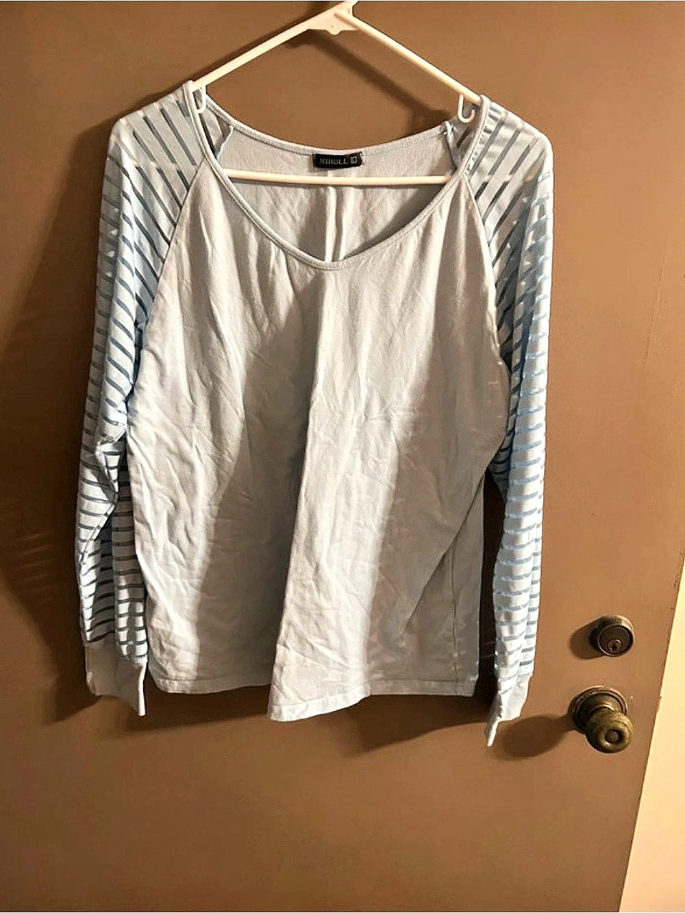 MIHOLL Sheer Striped Sleeve Top